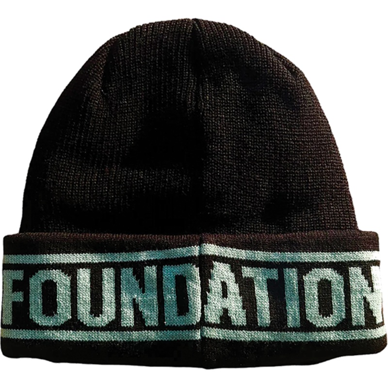 FOUND TEXT LOGO KNIT BEANIE Black/Teal