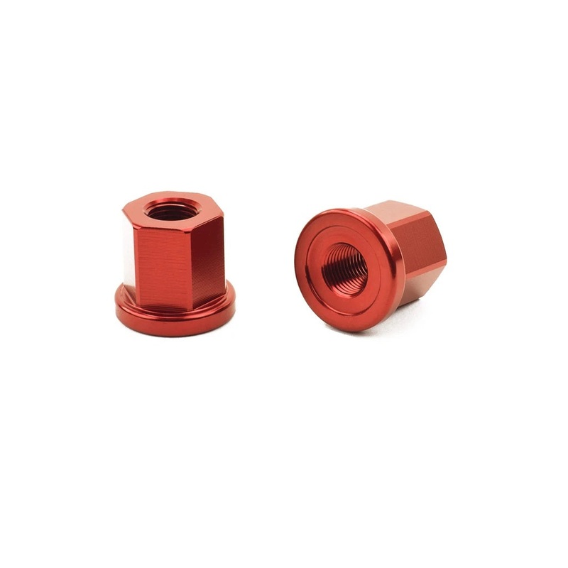 Mission BMX 3/8″ Aluminum Axle Nuts – Red