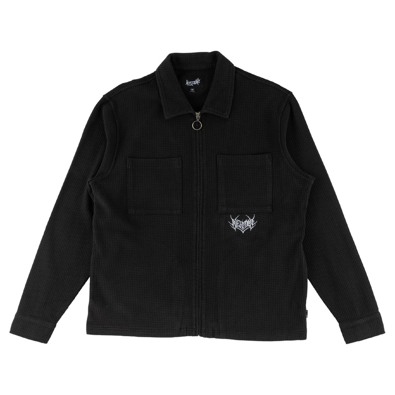 Sliver Garment-Dyed Waffle Knit Zip Shirt Small