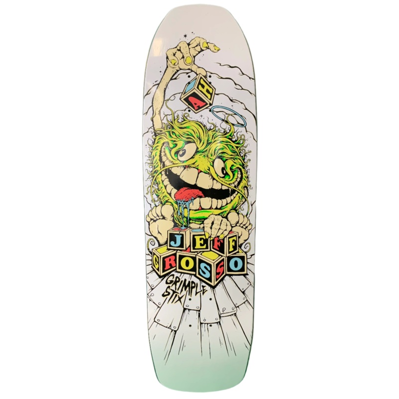 Anti-Hero Jeff Grosso Grimple Stix White 9.25″ Shaped Classic Skateboard Deck