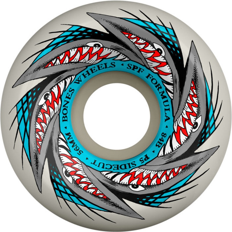 Bones SPF Pool Sharknado P5 Sidecut 56mm 104a Wheels – White (Set of 4)
