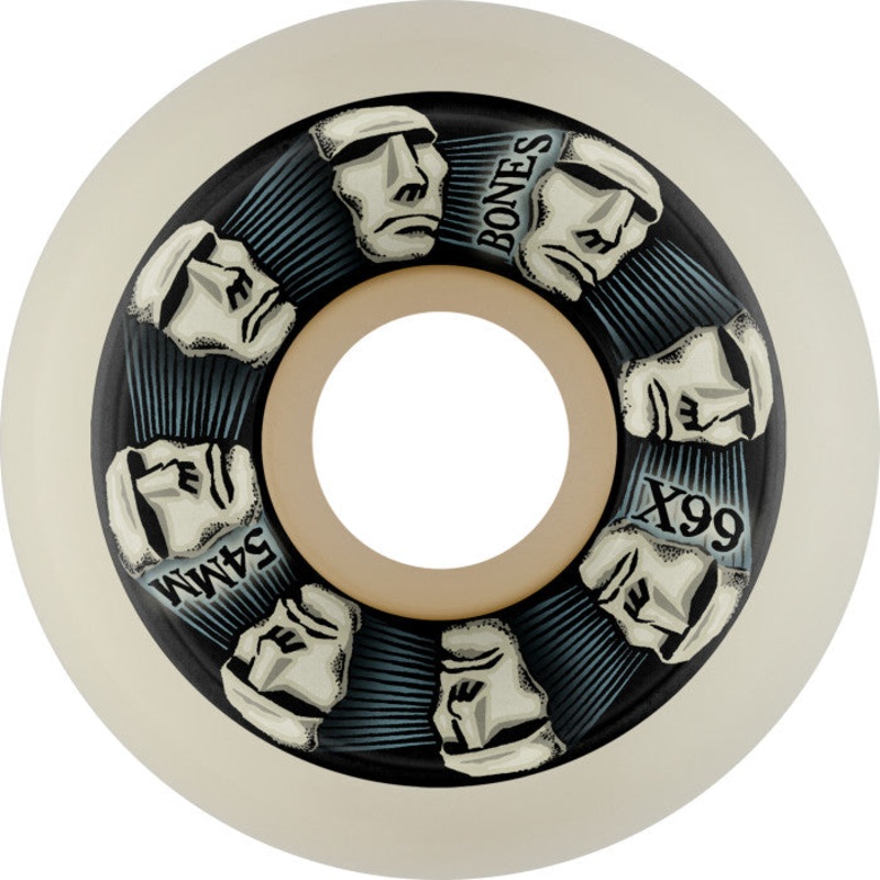 Bones X-Formula X-Ninety-Nine Head Rush V5 Sidecut 54mm 99a Wheels – White (Set of 4)