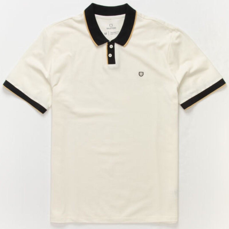 BRIXTON PROPER S/S POLO KNIT OFF WHITE/BLACK SMALL