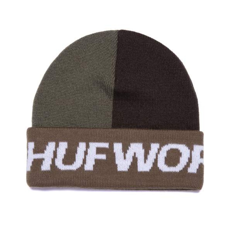HUF STREET BLOCK BEANIE GREEN/BROWN