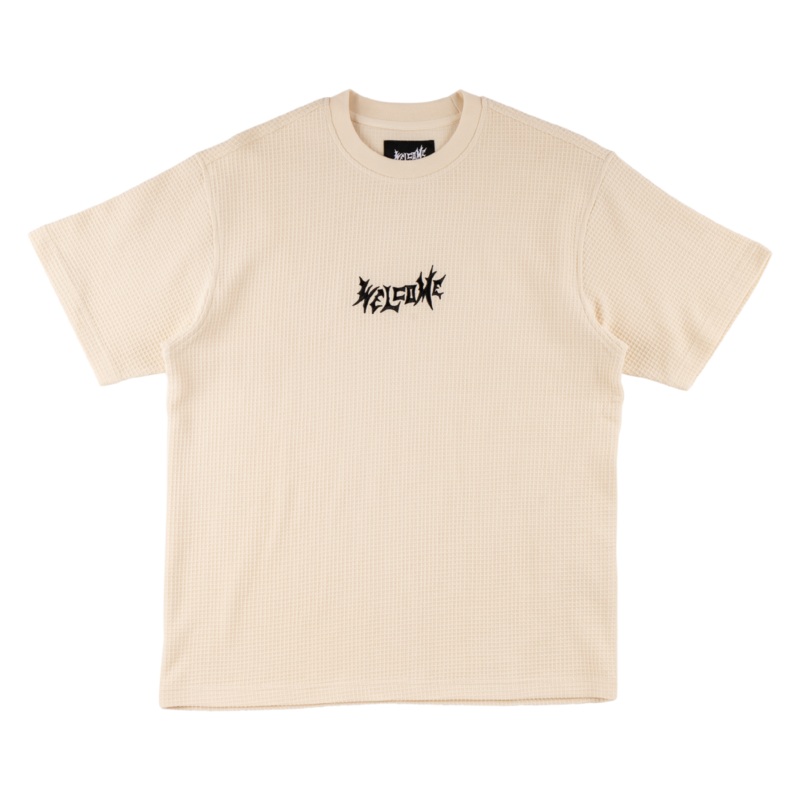 Phantom Embroidered Waffle-Knit Tee – Bone Small
