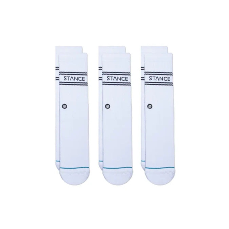 Stance Origin White 3 Pack Crew Socks M