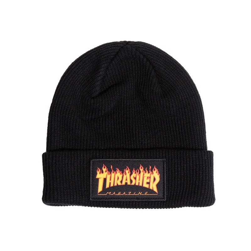 Thrasher Flame Patch Beanie O/S Black