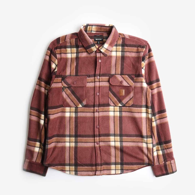BRIXTON L/S BOWERY ARCTIC STRETCH FLEECE MAHOGANY PLAID MEDIUM