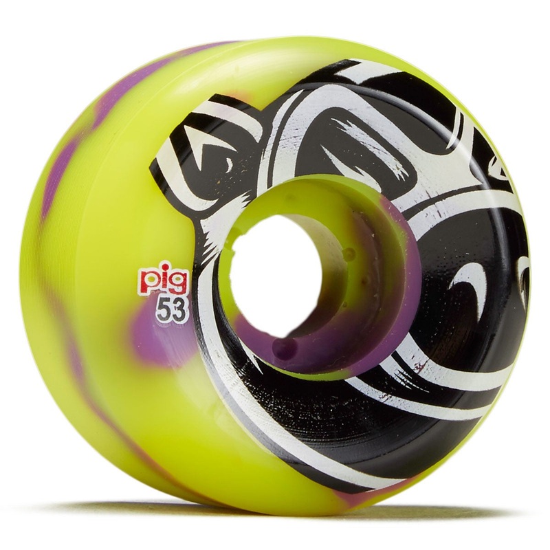 PIG WHEELS PIGHEAD SWIRL PURPLE/YELLOW CONICAL 101A (53MM) 52MM