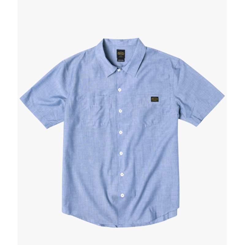 RVCA Dayshift S/S Button Up Shirt – Blue Chambray Small