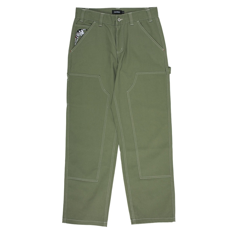 Theories PIANO TRAP Double Knee Carpenter Pant Sage Contrast Stitch 26″