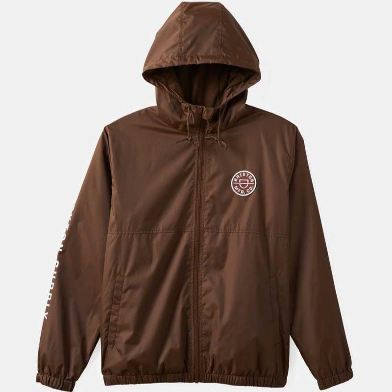 BRIXTON CLAXTON CREST LW ZIP HOOD JACKET PINECONE BROWN SMALL