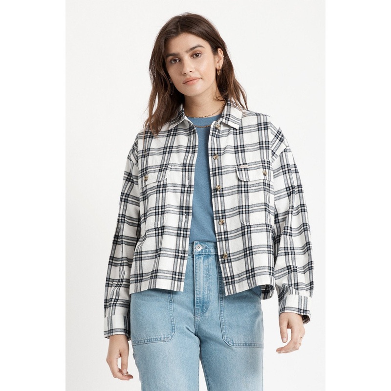 BRIXTON WOMENS BOWERY LW L/S FLANNEL – OFF WHITE X-SMALL