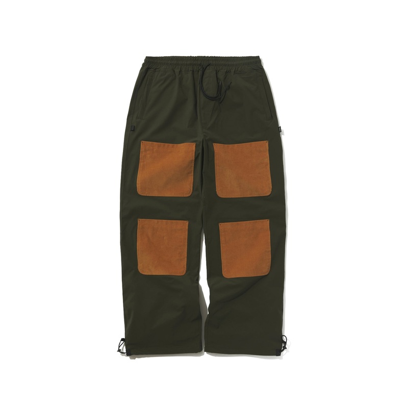 BSRABBIT OPEN 4 POCKET WIDE TRACK PANTS DEEP KHAKI / CORDUROY BROWN Small DEEP KHAKI/CORDUROY BROWN