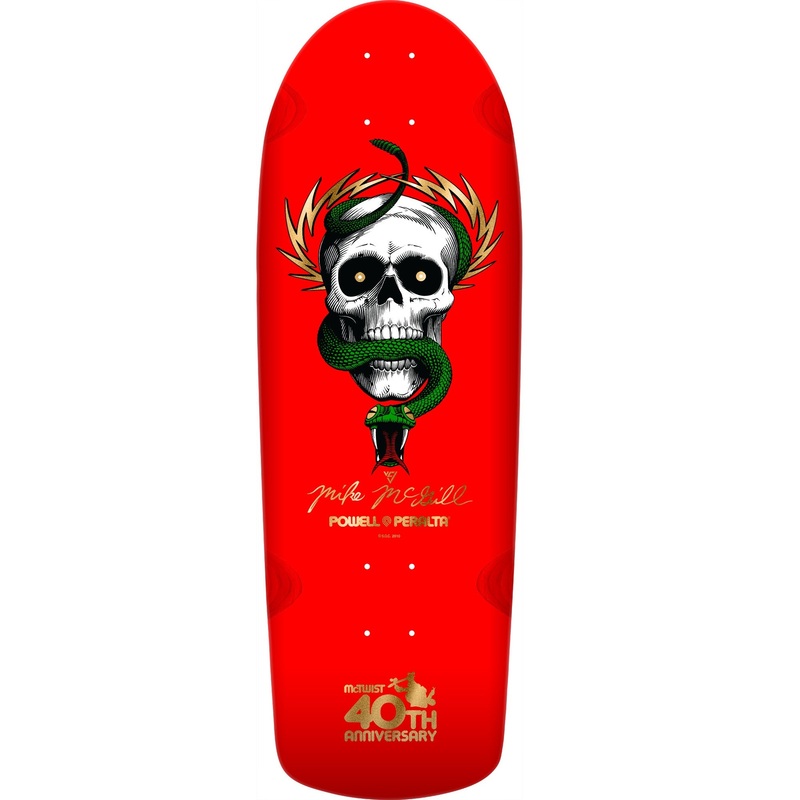 Powell Peralta Mike McGill 40th Anniversary McTwist Reissue Skateboard Deck – 10″ Red/Gold Foil