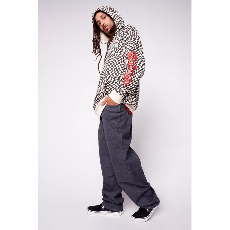 Broken Checks Hoodie – Bone S