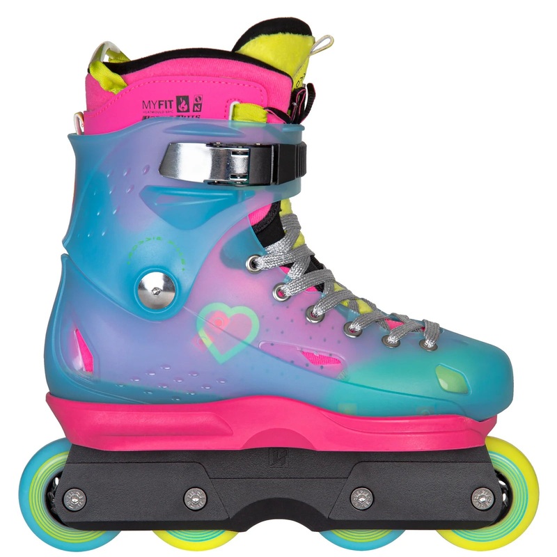 Playlife Robbie Pitts Fantasy 72 Aggressive Inline Skates Complete – Yellow/Pink/Bit Colourful 5.5-6