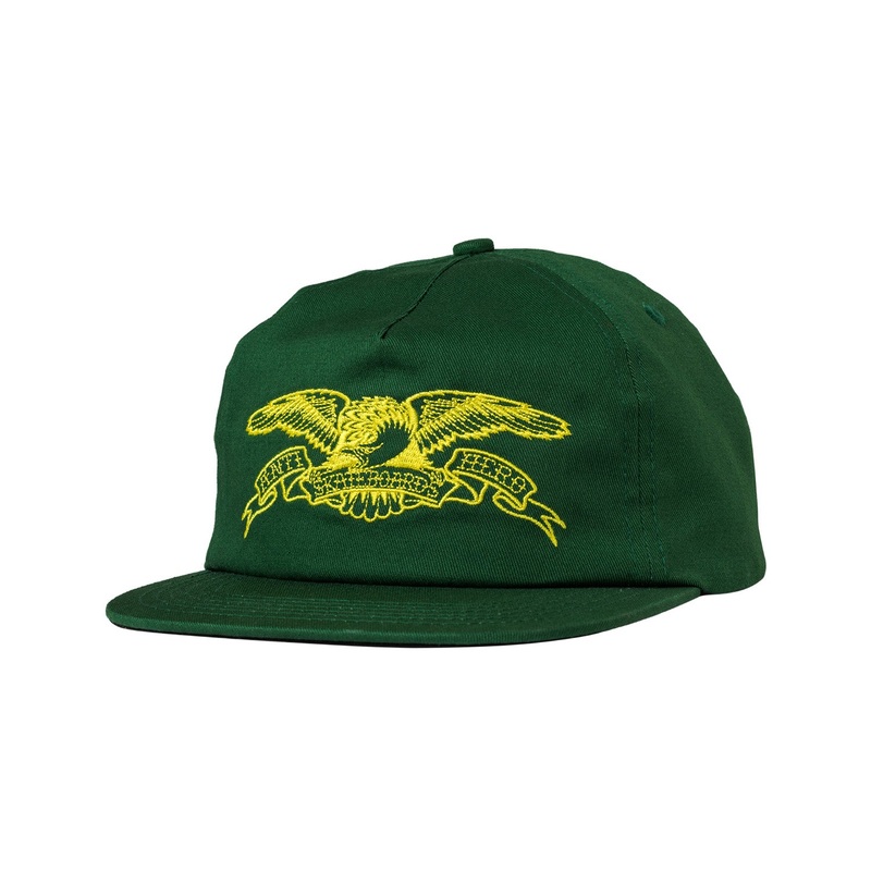 Antihero Basic Eagle Snapback Hat O/S Dark Green/Yellow