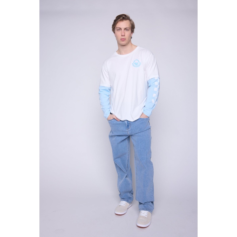Crew Neck Full Long Sleeve Fooler – Ivory/Blue Cloud S