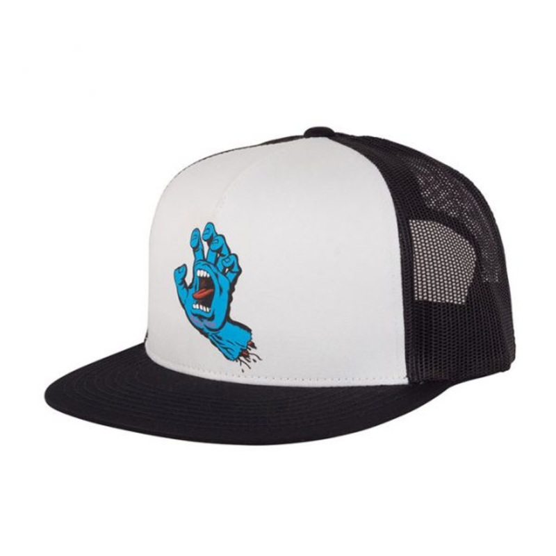 SANTA CRUZ SCREAMING HAND TRUCKER SNAPBACK WHITE/BLACK