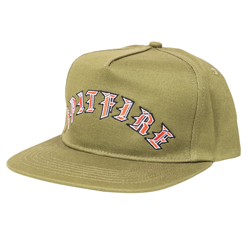 SPITFIRE OLD E ARCH SNAPBACK OLIVE/RED