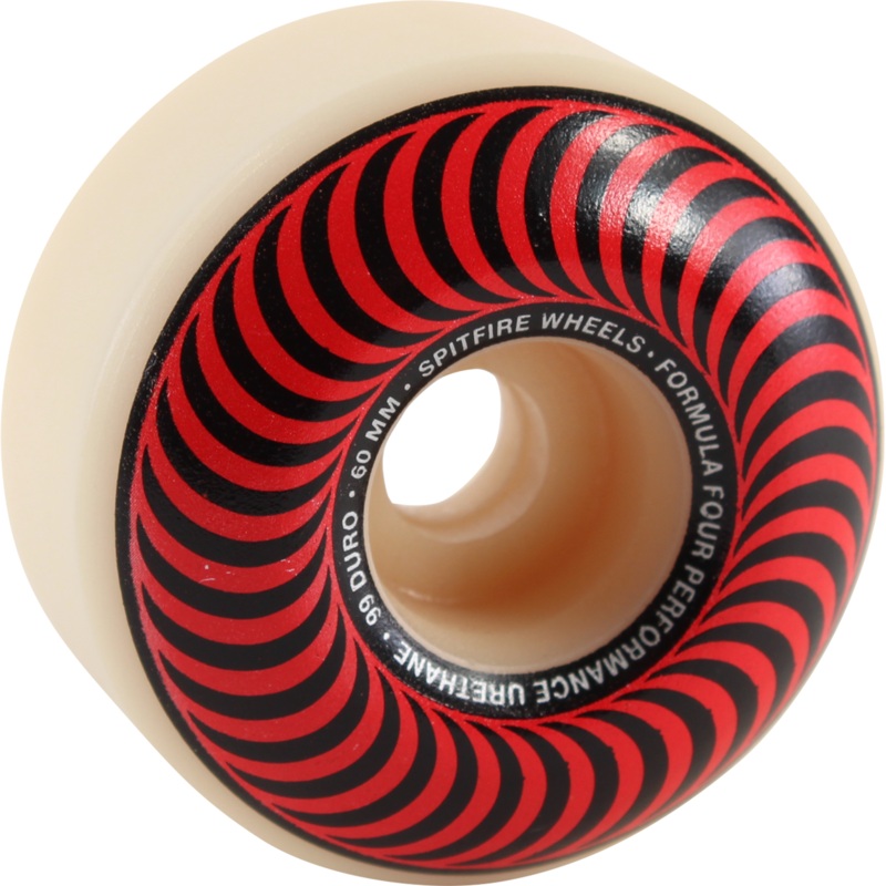 Spitfire Wheels F4 Classic Swirl 60mm 99a – White/Red (Set of 4)