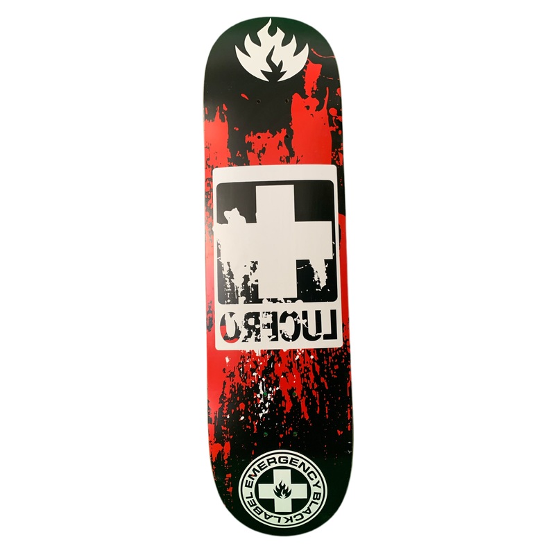 Black Label Emergency John Lucero Cross Red/Black 8.5″ Classic Skateboard Deck