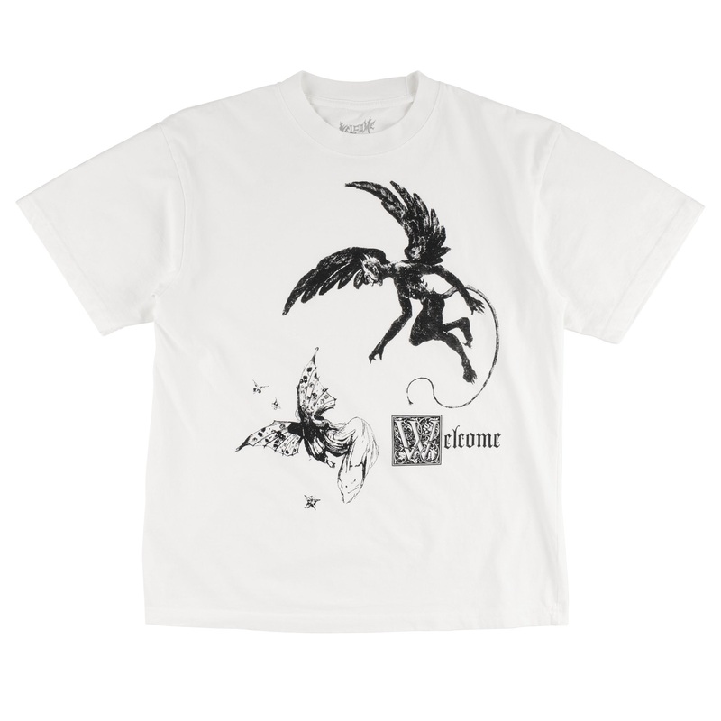 Fairy Printed Boxy Garment-Dyed Tee – White Small