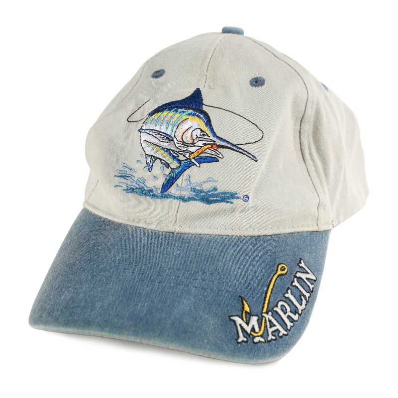 Vintage Embroidered Marlin Velcro Strapback Just Hook Em Hat