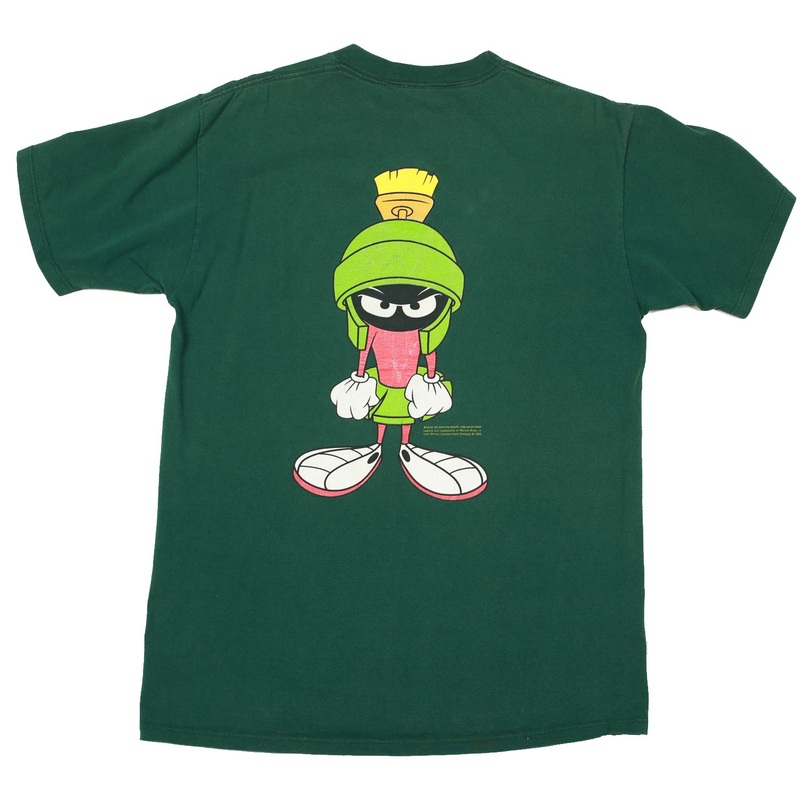 Vintage Marvin the Martian Embroidered Tee Forest Green L