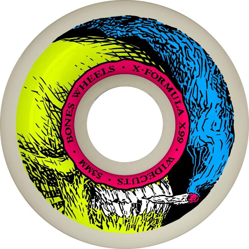Bones Smokin’ Skull V6 Widecut XF 99A Wheels – Natural 52mm