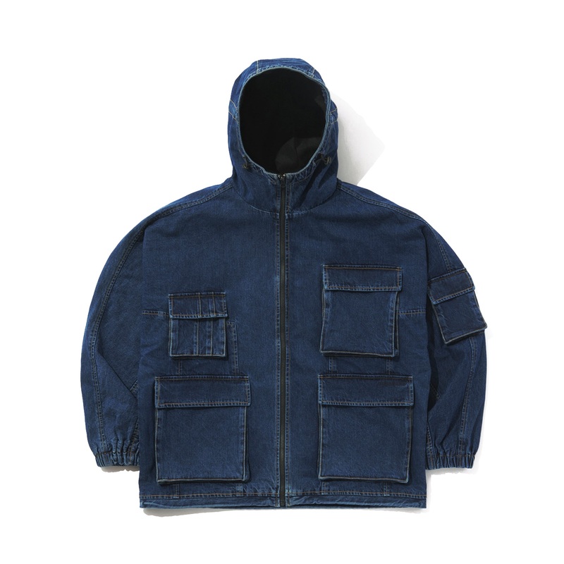 BSRabbit x DRINK SEXY WAX REAL DENIM 5 POCKET HOODED JACKET DEEP BLUE Medium