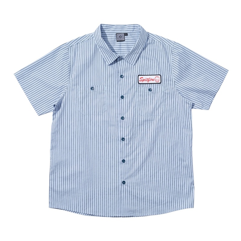 Spitfire Chrome Venom Button Up Shirt M Light Blue/Navy