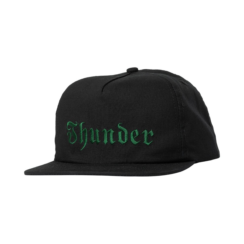 Thunder Script Snapback Hat O/S Black/Dark Green