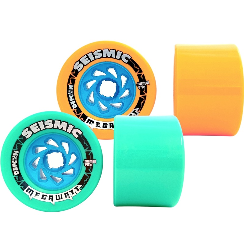 Seismic: 90mm Megawatt Longboard Skateboard Wheels 90mm 58mm 74a Mango