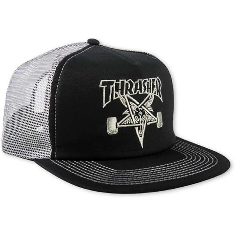 THRASHER EMBROIDERED SKATE GOAT MESH CAP BLACK/GREY