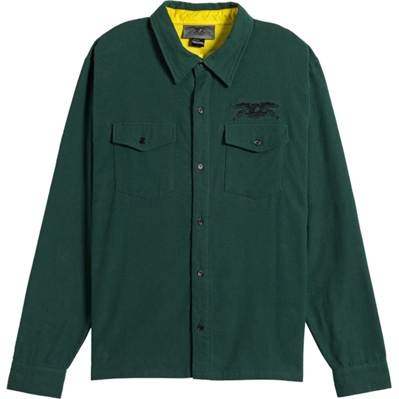 AH BASIC EAGLE LS FLANNEL DK.GREEN/BLK S