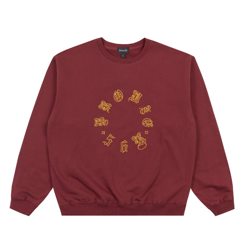 Bronze 56k Old E Circle Crewneck Sweater – Burgundy Small