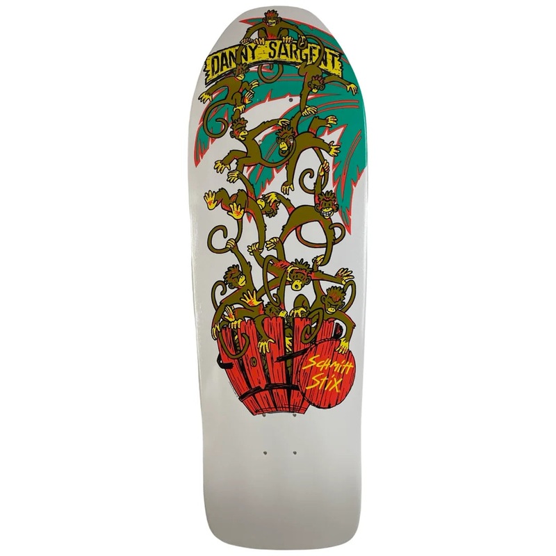 Schmitt Stix Danny Sargent Barrel of Monkeys Skateboard Deck – 9.75″ White