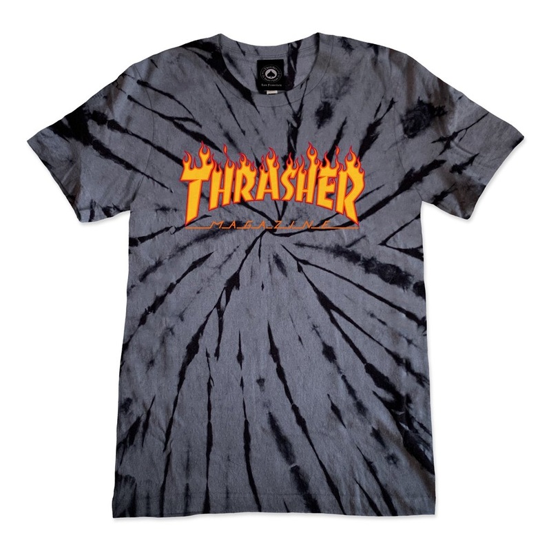Thrasher Magazine – Girls Flame Logo Tie-Dye – T-Shirt Black/Gray Medium