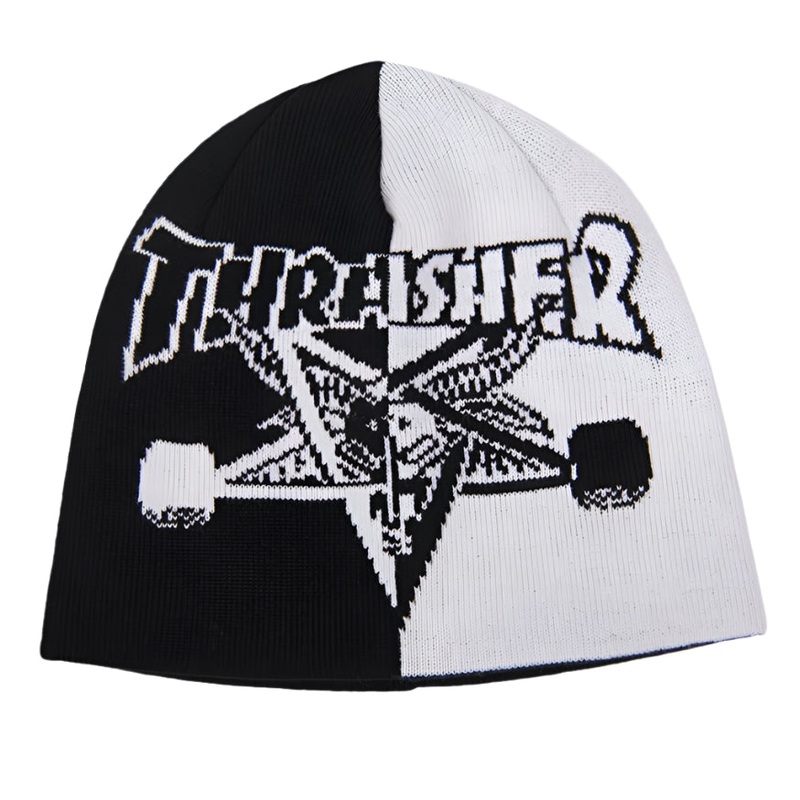 THRASHER SKATEGOAT SPLIT SKULLY BEANIE BLACK/WHITE