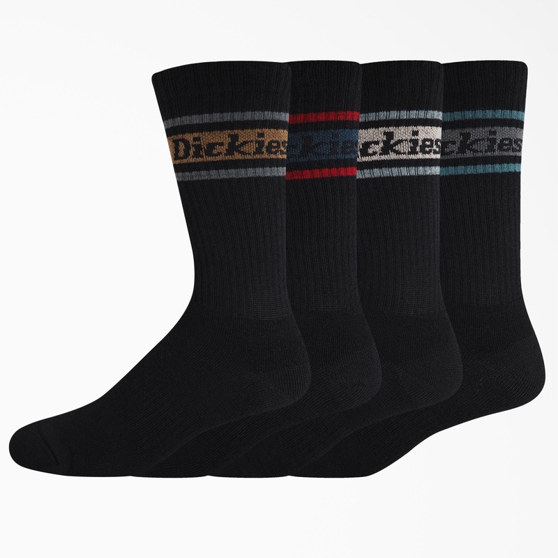 Dickies 4-Pack Skate Rugby Socks – Black/Fall Stripe (BSF)