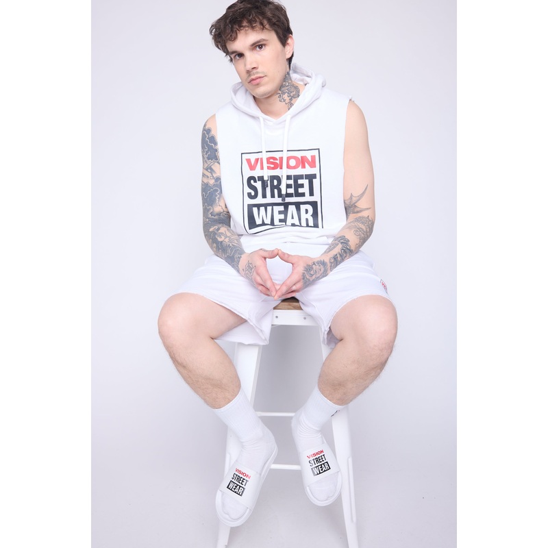Printed Box Logo Sleeveless Hoodie – Ivory S