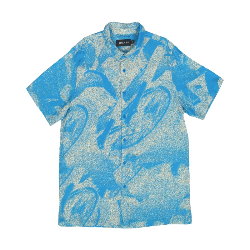 Quasi – Jeremy Short Sleeve button up – Shirt Large Blue