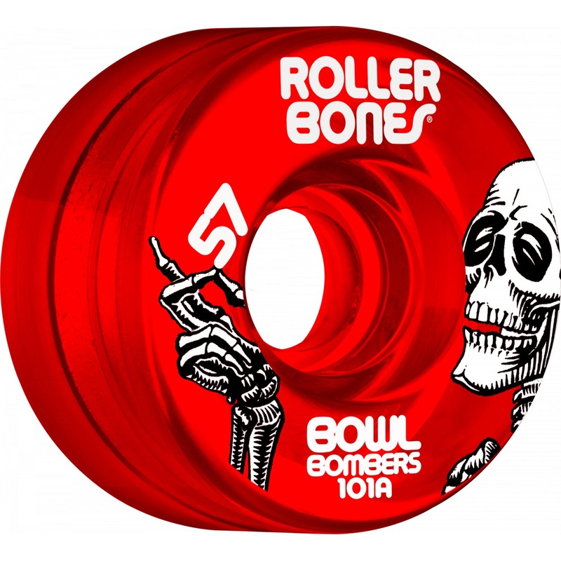 Roller Bones Bowl Bombers 101a 57mm Red Clear (Set of 8) Roller Skate Wheels