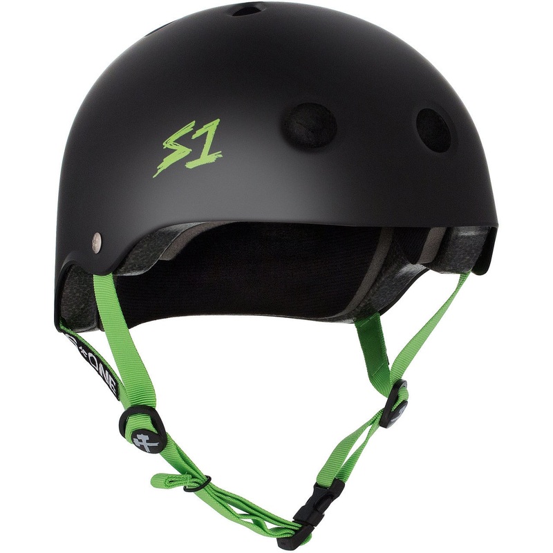 S1 Lifer Helmet – Black Matte/Bright Green Straps X-Small (20.5″) Black