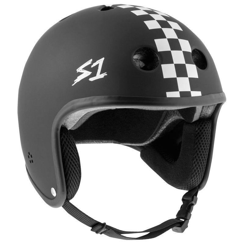 S1 Retro Lifer Helmet – Black Matte/White Checkers X-Small (20.5″) Black