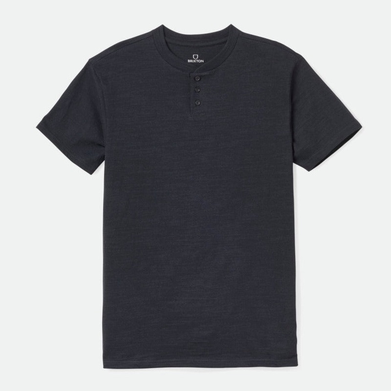 BRIXTON BASIC SLUB S/S HENLEY TEE BLACK SMALL