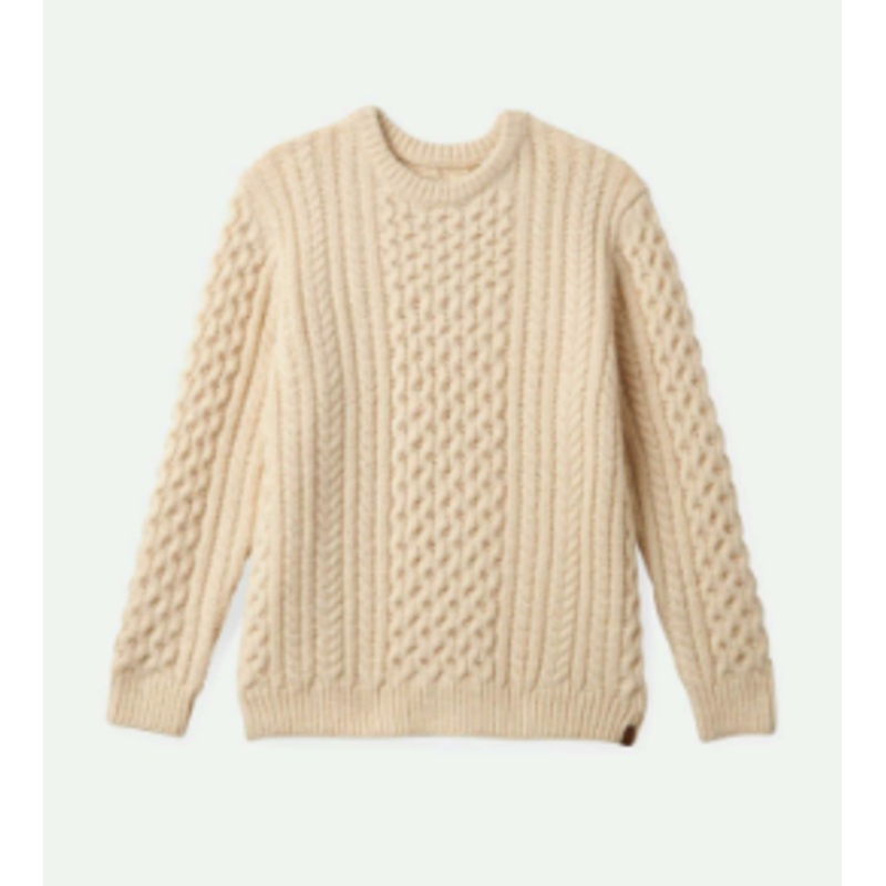 Brixton Classic Fisherman’s Crewneck Sweater – Oatmeal Small