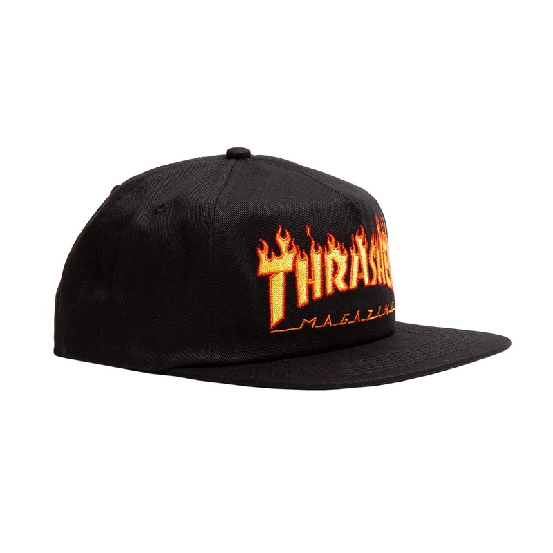 Thrasher Flame Embroidered Snapback O/S Black